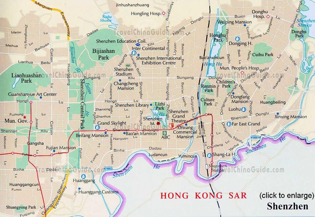 Շենժեն Guangdong, Չինաստան քարտեզի վրա